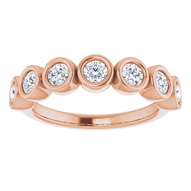 0.70 ct. Bezel Set Round Diamond Wedding Band 7 Stone Anniversary Ring-VIRABYANI